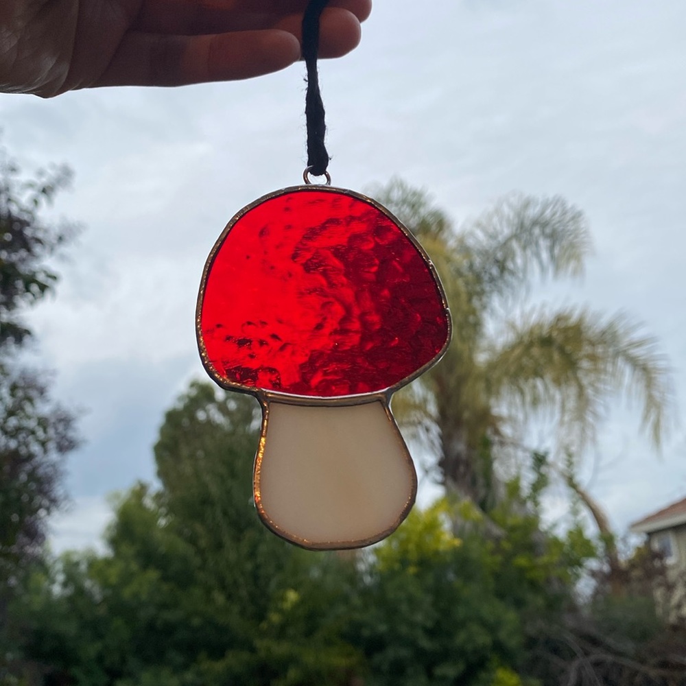 Mushroom stained glass decoration